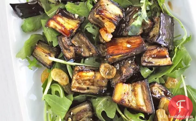 Marinated aubergine & rocket salad