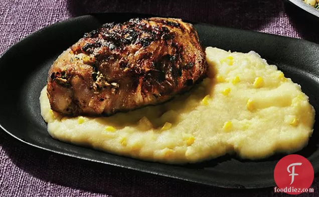 Grilled Mustard Chicken with Fresh Corn Polenta