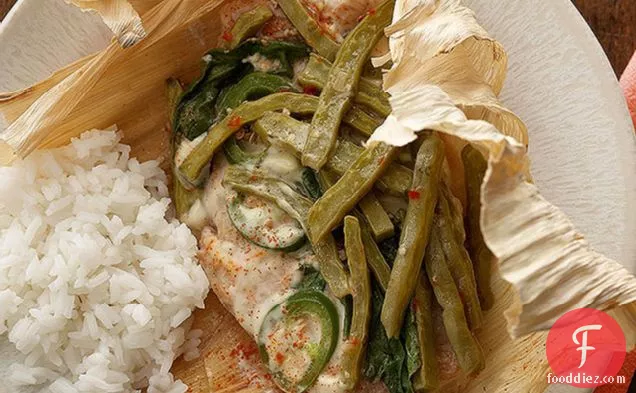 Catfish & Nopales in Corn Husks