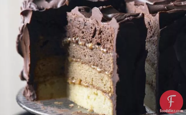 Chocolate & caramel ombre cake