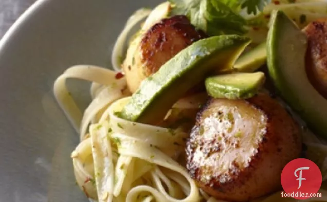 Fettucine With Scallops, Red Pepper And Lime