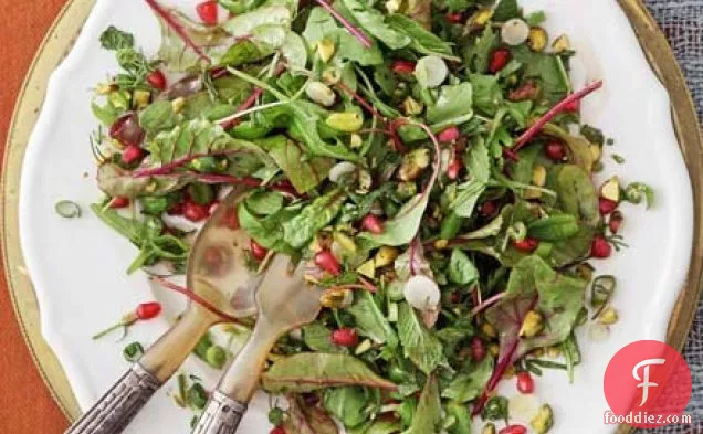 Herb salad with pomegranate & pistachios