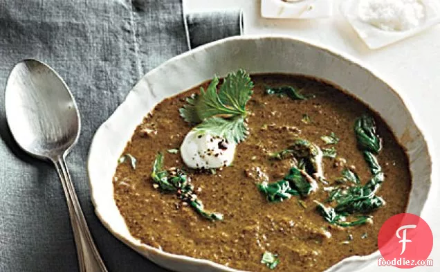 Curried Lentil Soup with Yogurt and Cilantro