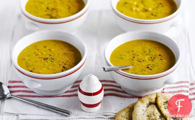 Indian roasted butternut squash soup with seeded naan