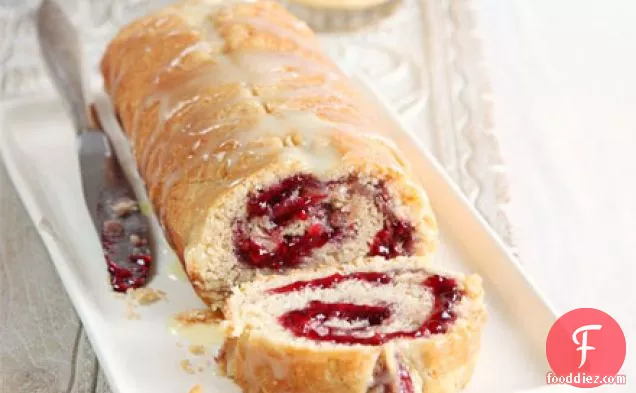 Jam & white chocolate roly-poly