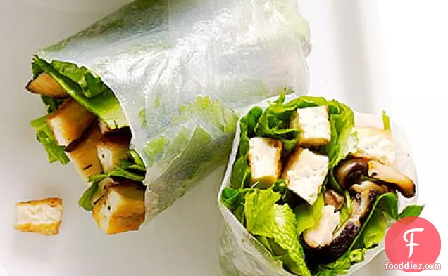 Crisp Tofu, Shiitake, and Spinach Summer Rolls