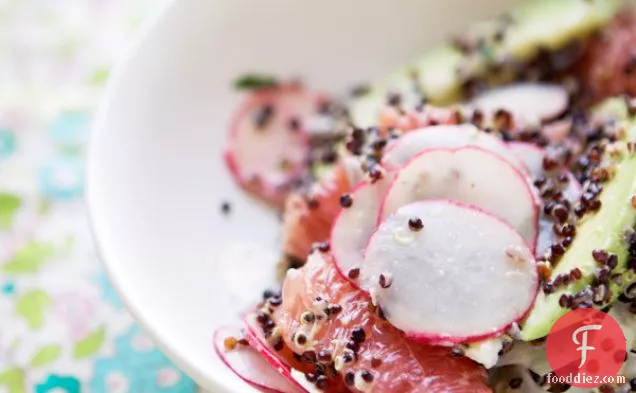 Vitamin-boosted Salad With Black Quinoa, Fennel, Avocado And Gr