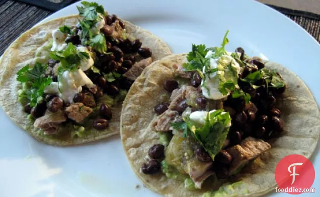 Pork Tacos With Guacamole And Salsa Verde