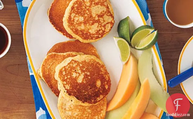Coconut Milk Pancakes with Maple-Lime Syrup