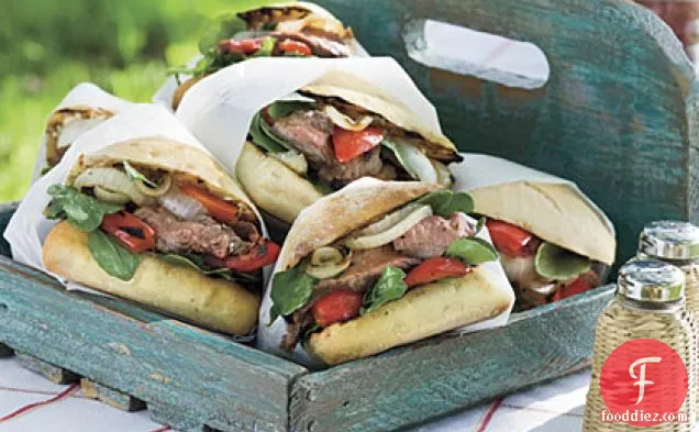 Flank Steak Sandwiches With Blue Cheese
