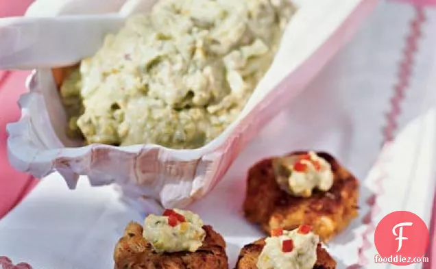 Crab Patties with Pistachio-Avocado Butter