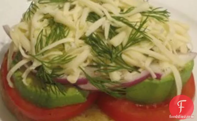 Avocado Tomato Soy Cheese And Dill Sandwich