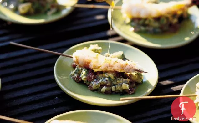 Shrimp Brochettes with Avocado-Cilantro Salad