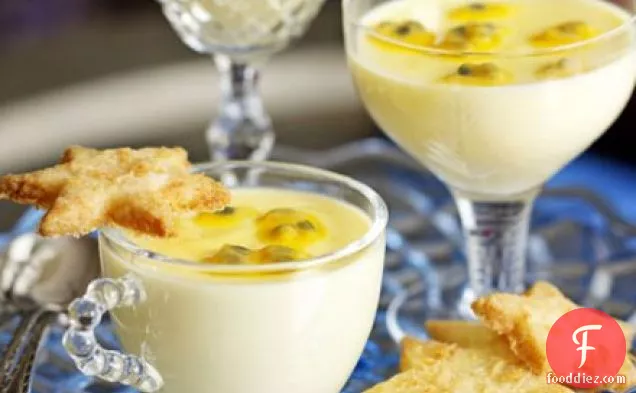 Passion fruit pots with coconut stars