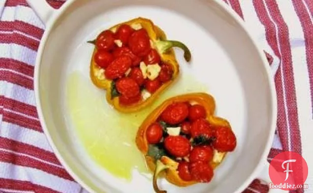 Stuffed Bell Peppers With Tomatoes, Basil And Feta