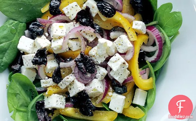 Yellow Pepper, Feta And Red Onions