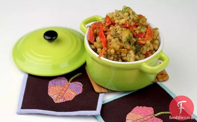 Israeli Couscous Risotto With Roasted Bell Peppers