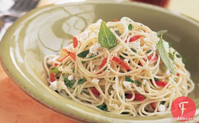 Mixed-herb Pasta With Red Bell Peppers And Feta