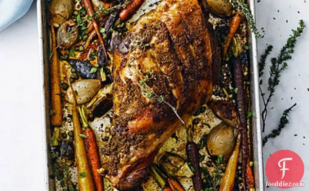 Slow-Roasted Leg of Lamb with Spring Vegetables