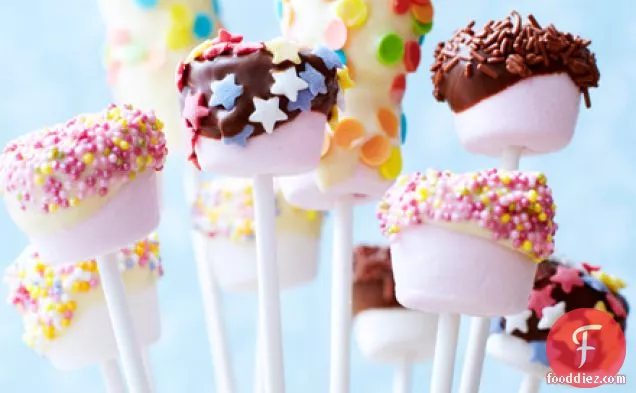 Marshmallows dipped in chocolate