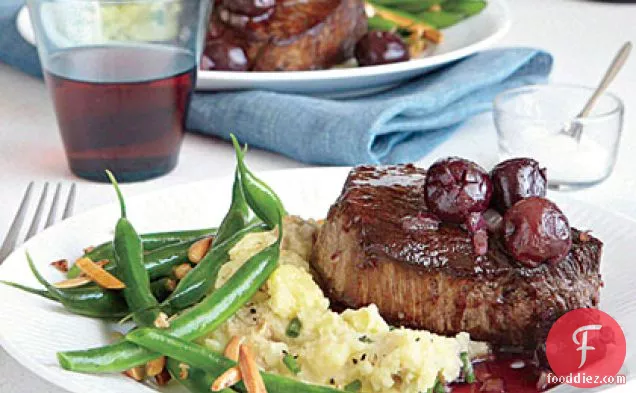 Seared Steaks with Red Wine-Cherry Sauce
