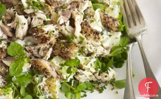 Peppered mackerel, new potato & watercress salad