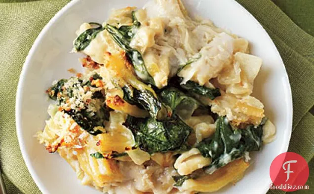 Baked Pasta with Spinach, Lemon, and Cheese