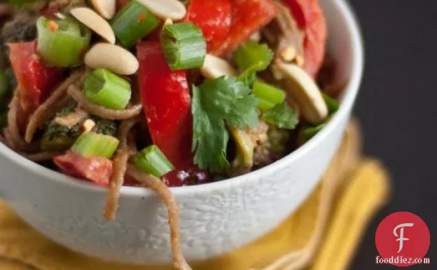 Peanut Soba Noodles With Broccoli And Red Pepper