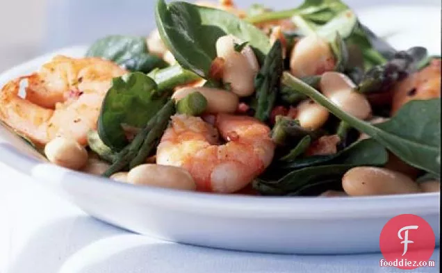 White Bean Salad with Shrimp and Asparagus