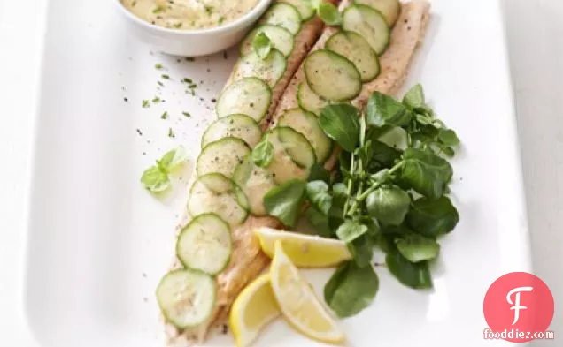 Foil-poached salmon with herby mayo