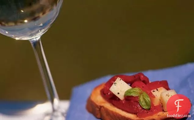Roasted Red Pepper and Provolone Bruschetta