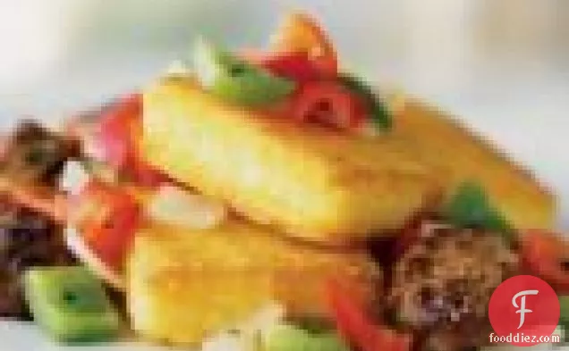 Grilled Polenta With Sausages And Bell Peppers