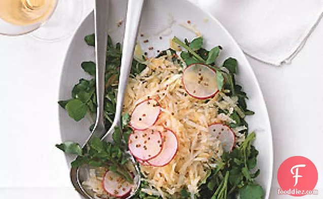 Celery Root, Radish, and Watercress Salad with Mustard Seed Dressing