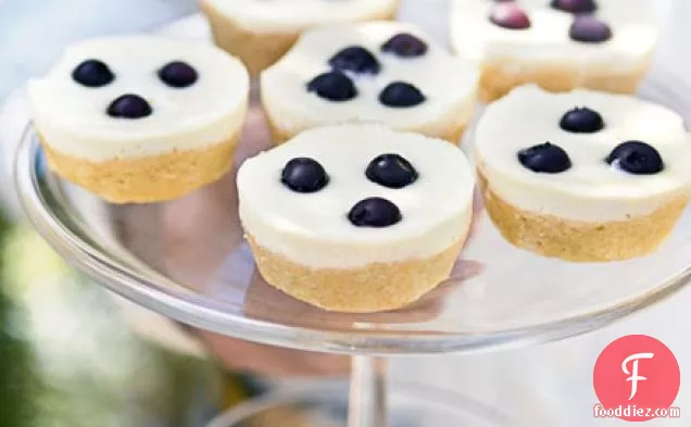 Blueberry lemon cakes with cheesecake topping
