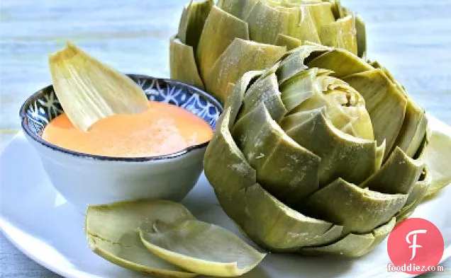 Roasted Red Pepper Aioli And Steamed Artichokes