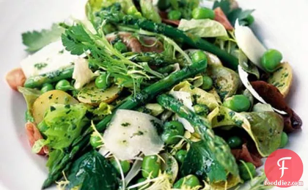 Spring salad with watercress dressing