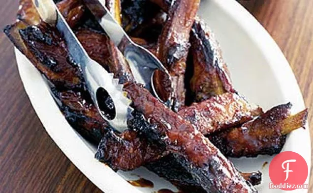 Oven roasted aromatic ribs with a bourbon & orange glaze