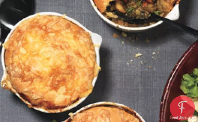 Mushroom and Lentil Pot Pies with Gouda Biscuit Topping