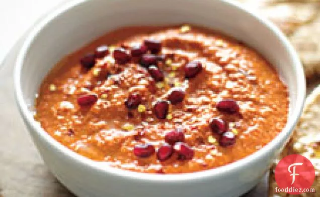 Roasted Red Pepper And Walnut Dip With Pomegranate