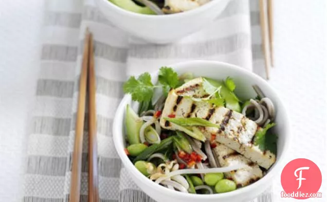 Soba noodle & edamame salad with grilled tofu