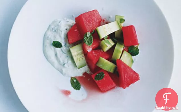 Watermelon and Cucumber Mint Tsatsiki Salad