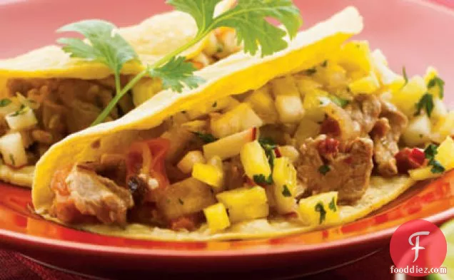 Chipotle Pork Soft Tacos with Pineapple Salsa