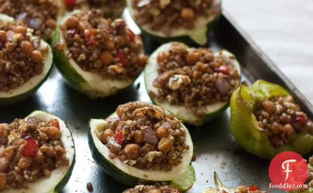 Stuffed Vegetables With Wheat Berries, Pesto And Chickpeas