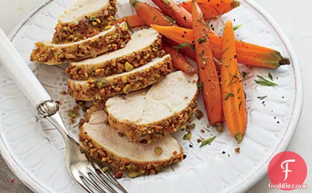 Nut-crusted Chicken with Herbed Carrots