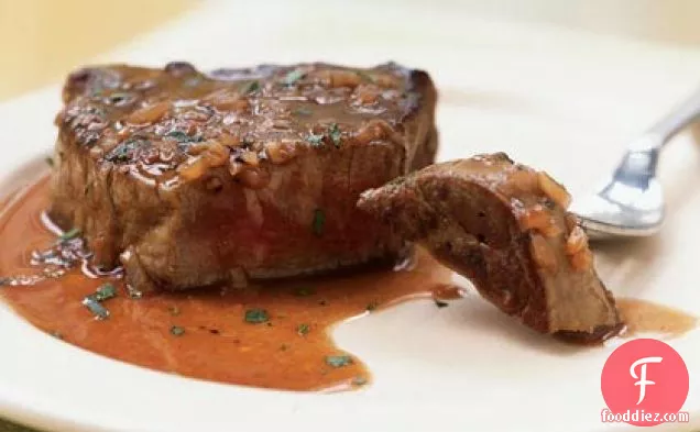 Beef Tenderloin Steaks with Red Wine-Tarragon Sauce