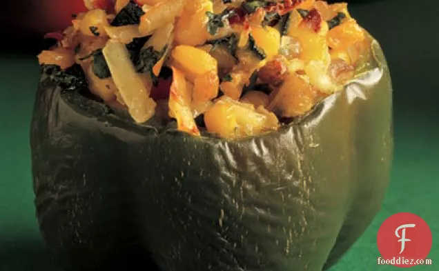 Peppers filled with corn, chilli & cheese