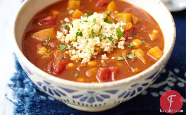 Moroccan tomato & chickpea soup with couscous