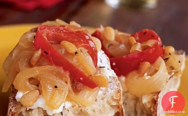 Sweet Pepper and Onion Relish with Pine Nuts