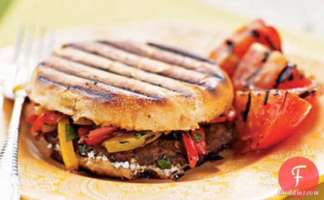 Grilled Portobello, Bell Pepper, and Goat Cheese Sandwiches