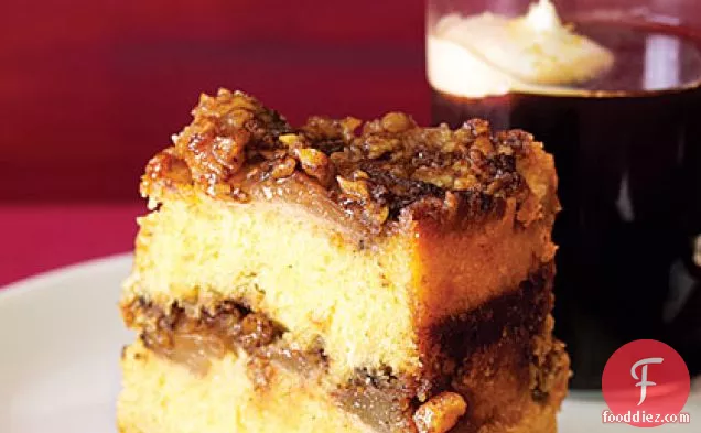 Upside-Down Sour Cream Coffee Cake with Sherry-Roasted Pears